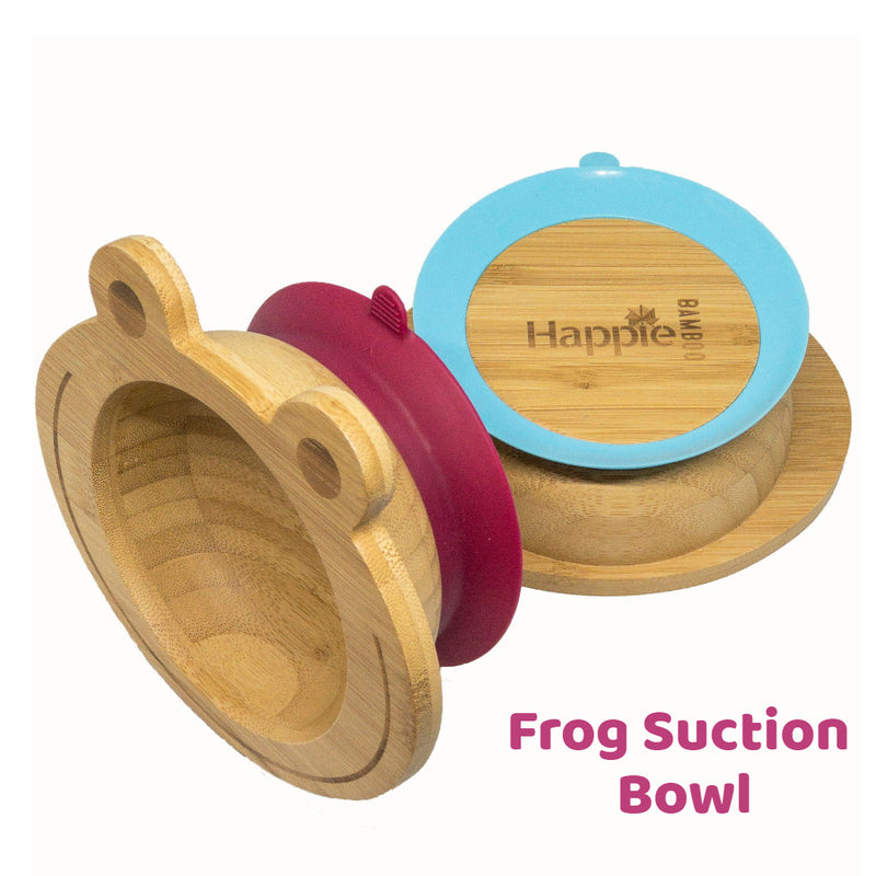 Spill-Free, Natural Bamboo Kids Bowl with Suction and Spoon - Comes in 6 different colours