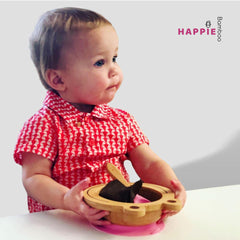Spill-Free, Natural Bamboo Kids Bowl & Plate Set - Pick your colours