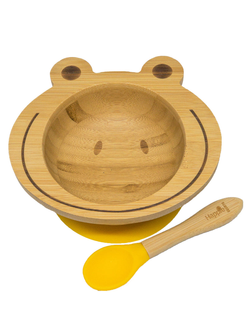 Spill-Free, Natural Bamboo Kids Bowl with Suction and Spoon - Comes in 6 different colours