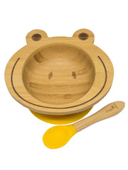 Spill-Free, Natural Bamboo Kids Bowl with Suction and Spoon - Comes in 6 different colours