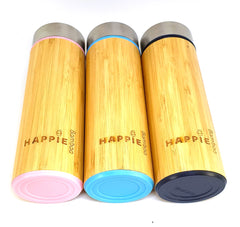 Natural Bamboo / Stainless Steel Drink Bottle - Tea Tumbler 350ml (3 Different Colours)