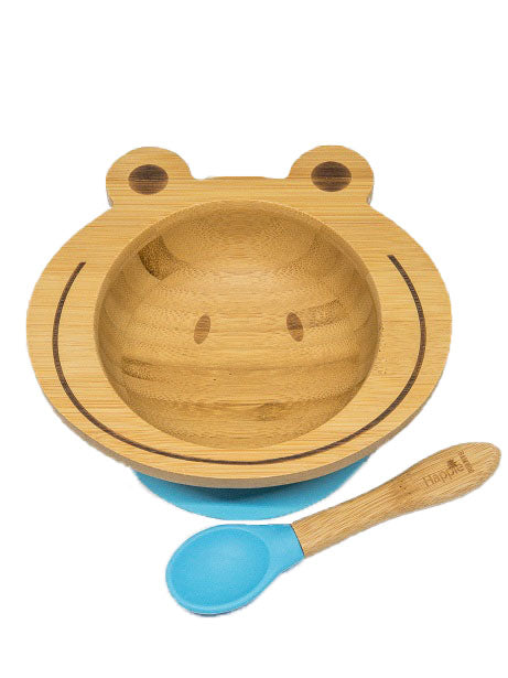 Spill-Free, Natural Bamboo Kids Bowl with Suction and Spoon - Comes in 6 different colours