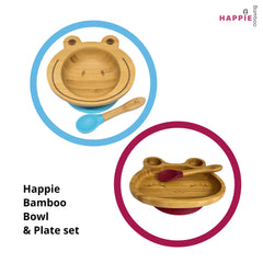 Spill-Free, Natural Bamboo Kids Bowl & Plate Set - Pick your colours