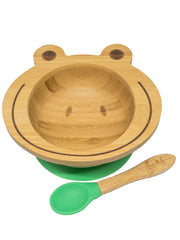 Spill-Free, Natural Bamboo Kids Bowl with Suction and Spoon - Comes in 6 different colours