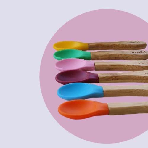 Bamboo & Silicon Soft Spoons - Set of 3