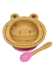 Spill-Free, Natural Bamboo Kids Bowl with Suction and Spoon - Comes in 6 different colours