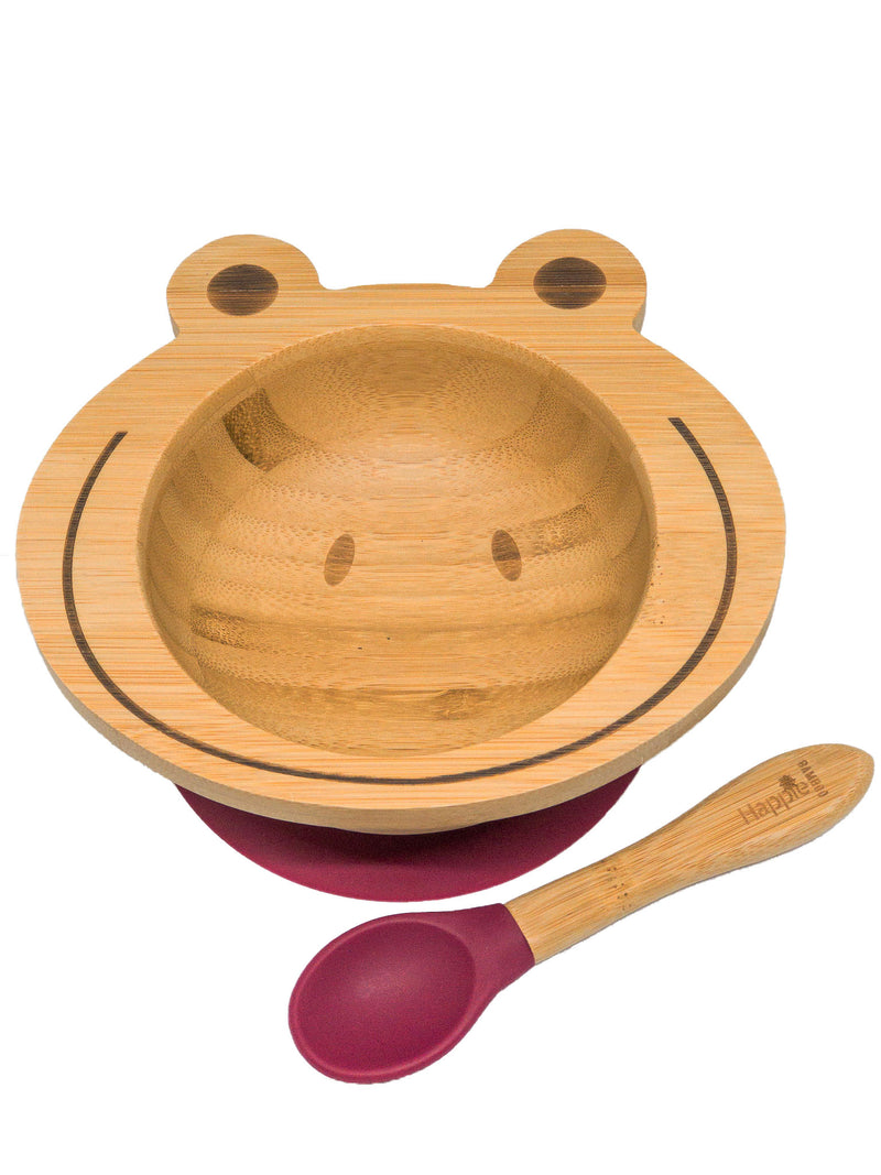 Spill-Free, Natural Bamboo Kids Bowl with Suction and Spoon - Comes in 6 different colours