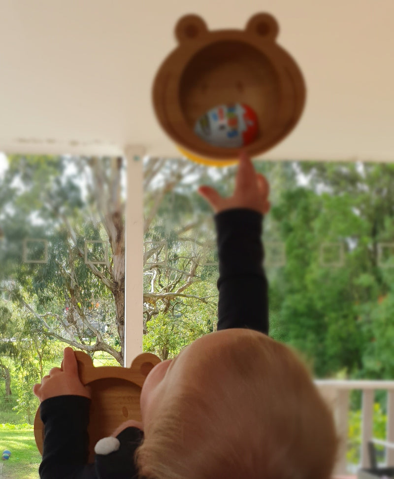 Spill-Free, Natural Bamboo Kids Plate with Suction and Spoon - Comes in 6 different colours